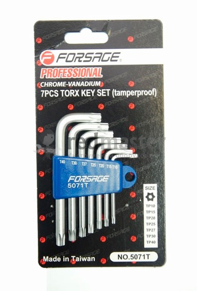 Набор ключей торкс Т10Н-Т40Н 7пр. с отверстием  Forsage F-5071T