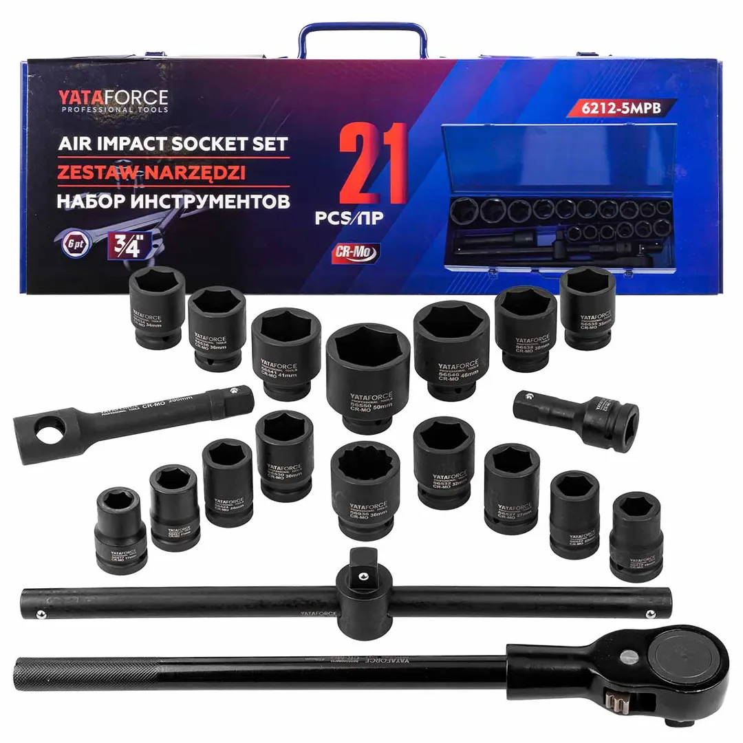 Набор инструментов ударных 21пр. 3/4" (17-36мм)(6гр.) YATAFORCE YF-6212-5MPB