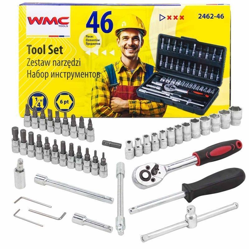 Набор инструмента 46пр. 1/4" (6-гран.)(4-14мм) WMC TOOLS WMC-2462-46