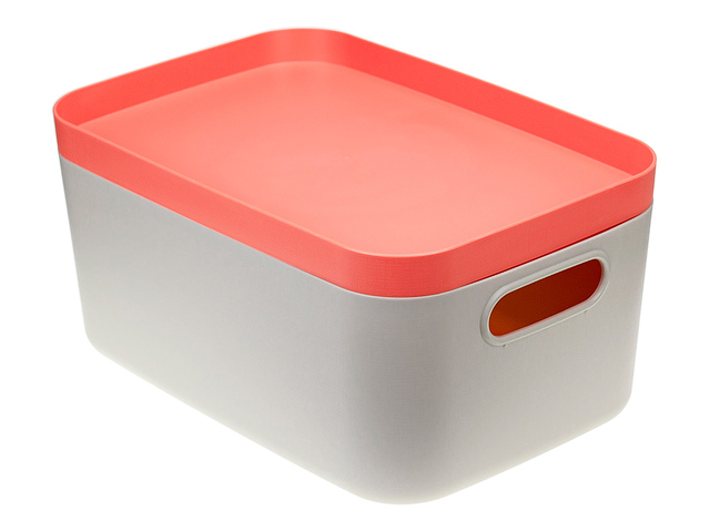Ящик для хранения с крышкой ИНФИНИТИ 29.5х20х14.5 см (коралловый)  ...IDEA М2346