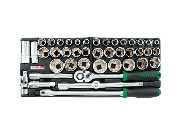 Набор головок торцевых с трещоткой, 1/2", 6гр. 43пр. Toptul GCAT4301
