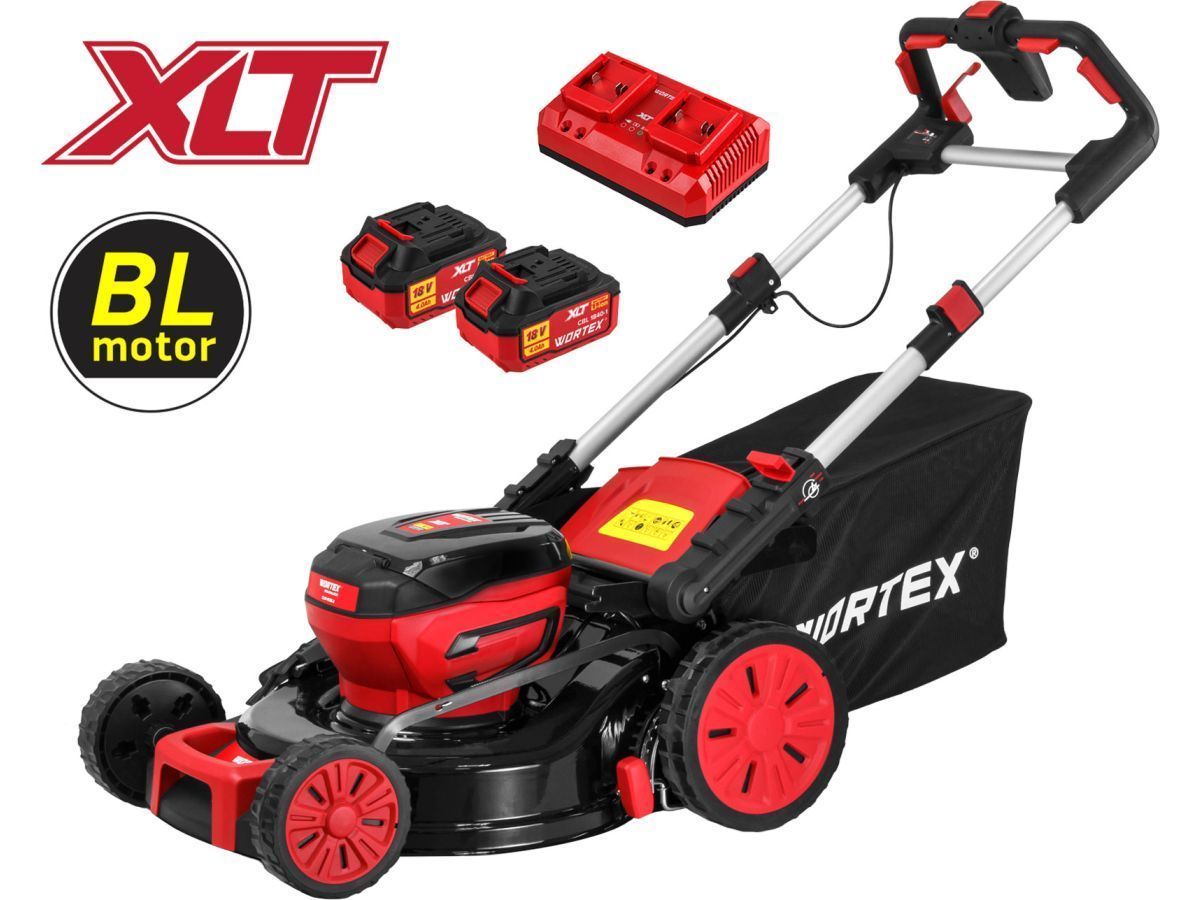 Газонокосилка аккумуляторная CLM 4536-2 в кор. XLT SET БЕСЩЁТ.ДВИГ., САМОХОД., 18В+18В (2х4 Ач акб, 460 мм, выс. 30-75 мм, дека сталь, травосборник 60 л, мульчир-е, бок.выброс) WORTEX 2334122