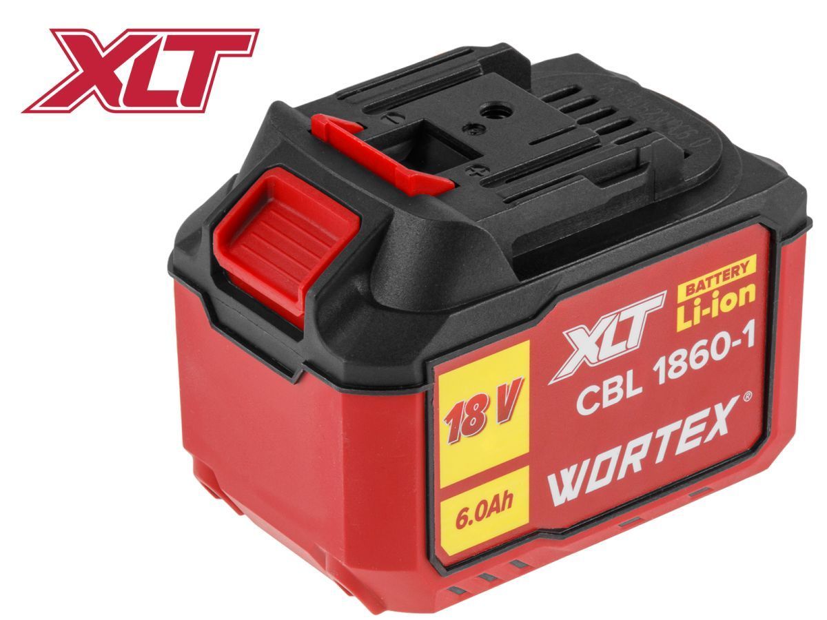 Аккумулятор CBL 1860-1 18.0 В, 6.0 А/ч, Li-Ion XLT (18.0 В, 6.0 А*ч, индикатор заряда, обрезиненный корпус) WORTEX 2329084