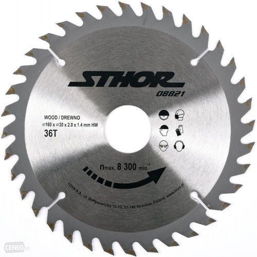 Диск пильный с напаянными зубцами из твердых сплавов 160/30 36Т STHOR 8821