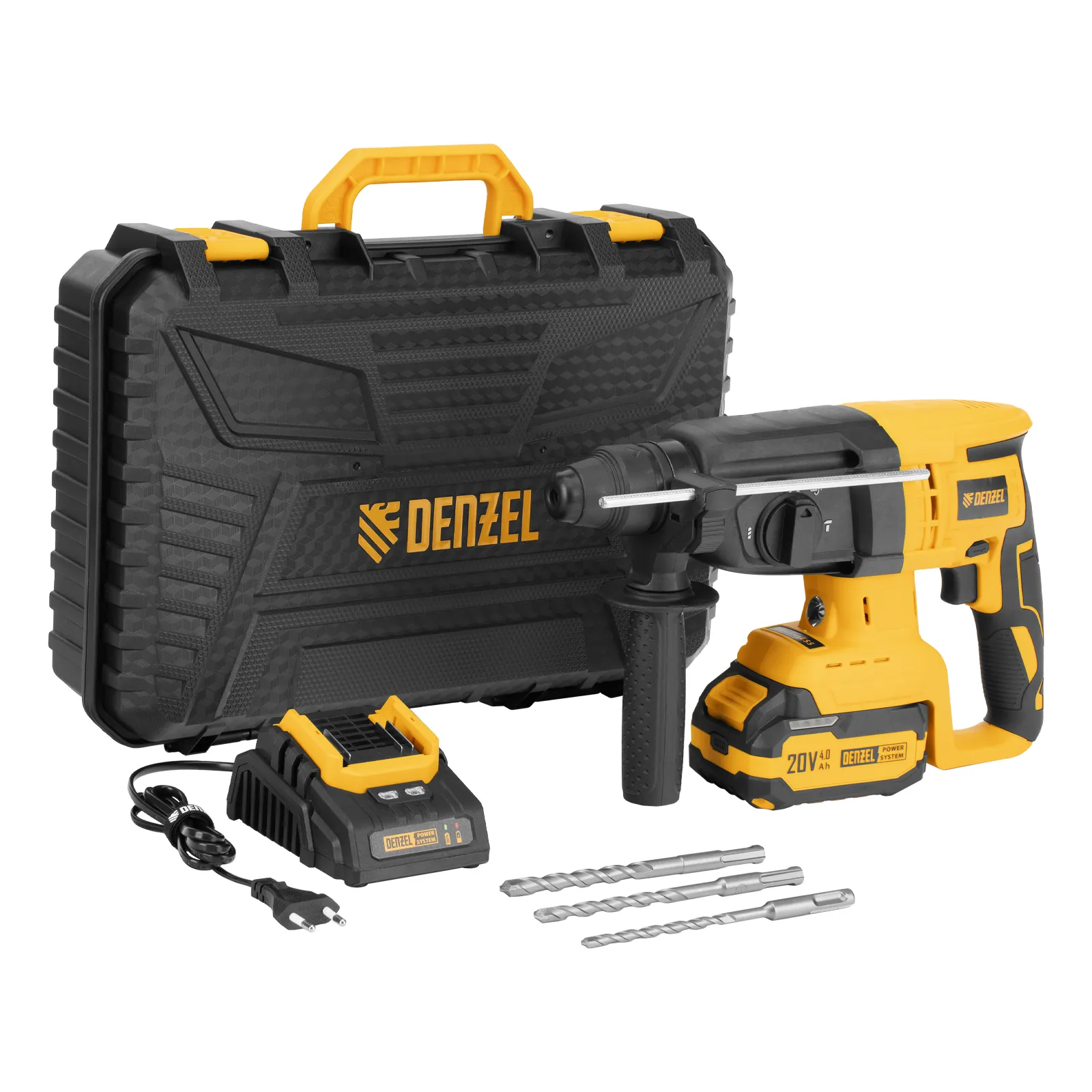 Перфоратор аккумуляторный бесщет. RHH-BL-20-28, 3 Дж, Li-Ion, 20 В 1 АКБ 4,0 А/ч,  DENZEL 26707