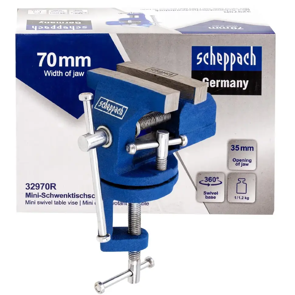 Тиски слесарные поворотные мини (ширина губ - 70мм)  Scheppach Sch-32970R