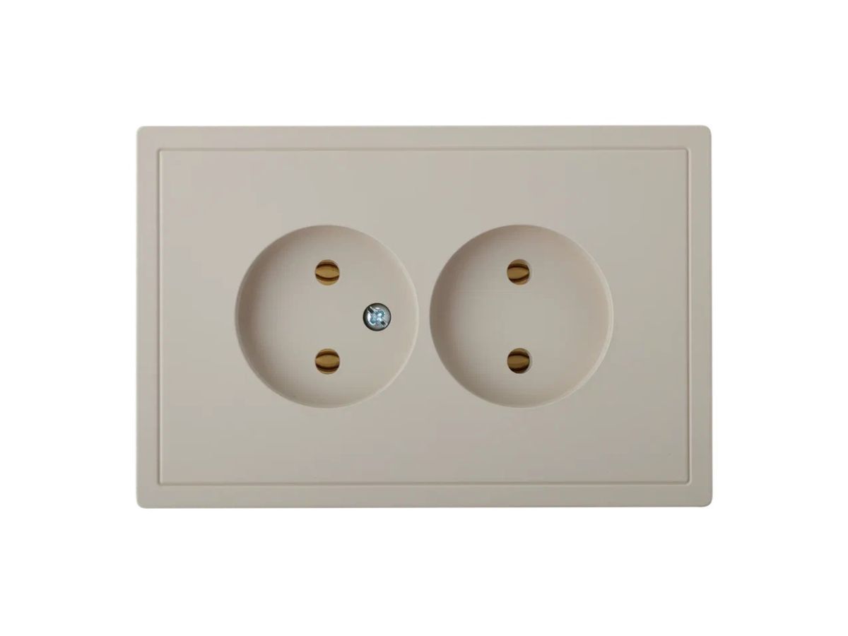 Розетка 2-ая (скрытая, б/з) песочная, Carre  BYLECTRICA РС16-0641 песочн