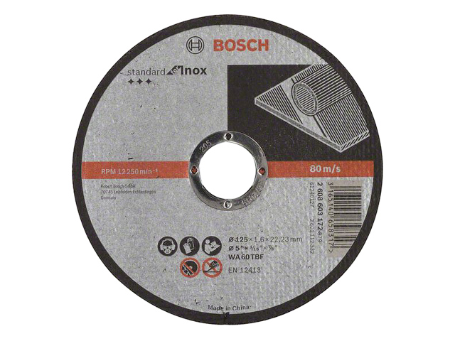 Круг отрезной 125x1.6x22.2 мм. для нержавеющей стали Standart BOSCH 2608603172