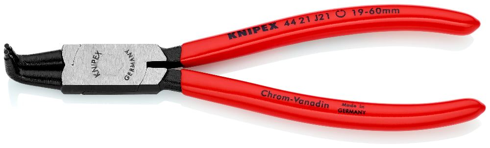 Щипцы для внутренних стопорных колец, губки под углом 90°, L-170 мм, Cr-V, чёрные, обливные рукоятки KNIPEX 4421J21