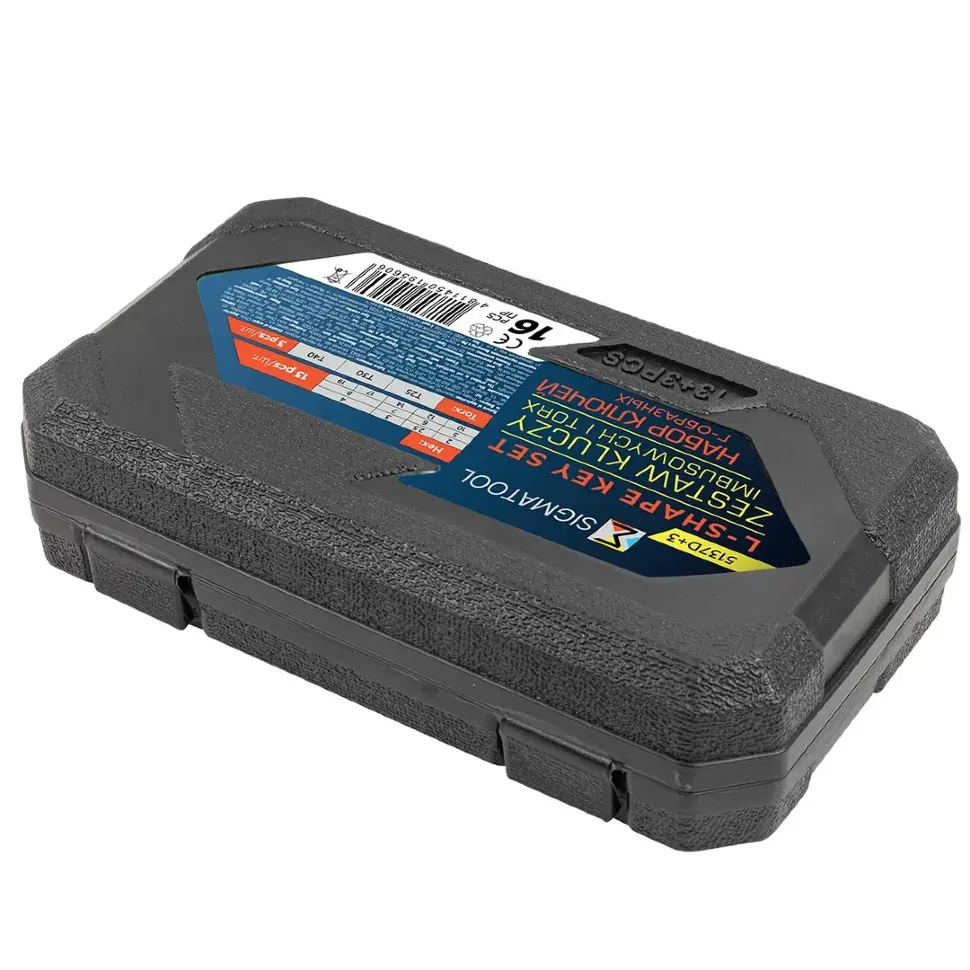 Ключи Г-образные 6-гранные, набор 13+3пр. (2, 2.5, 3-8, 10, 12, 14, 17, 19мм + T25, T30, T40) SIGMATOOL Sigmatool--5137D+3