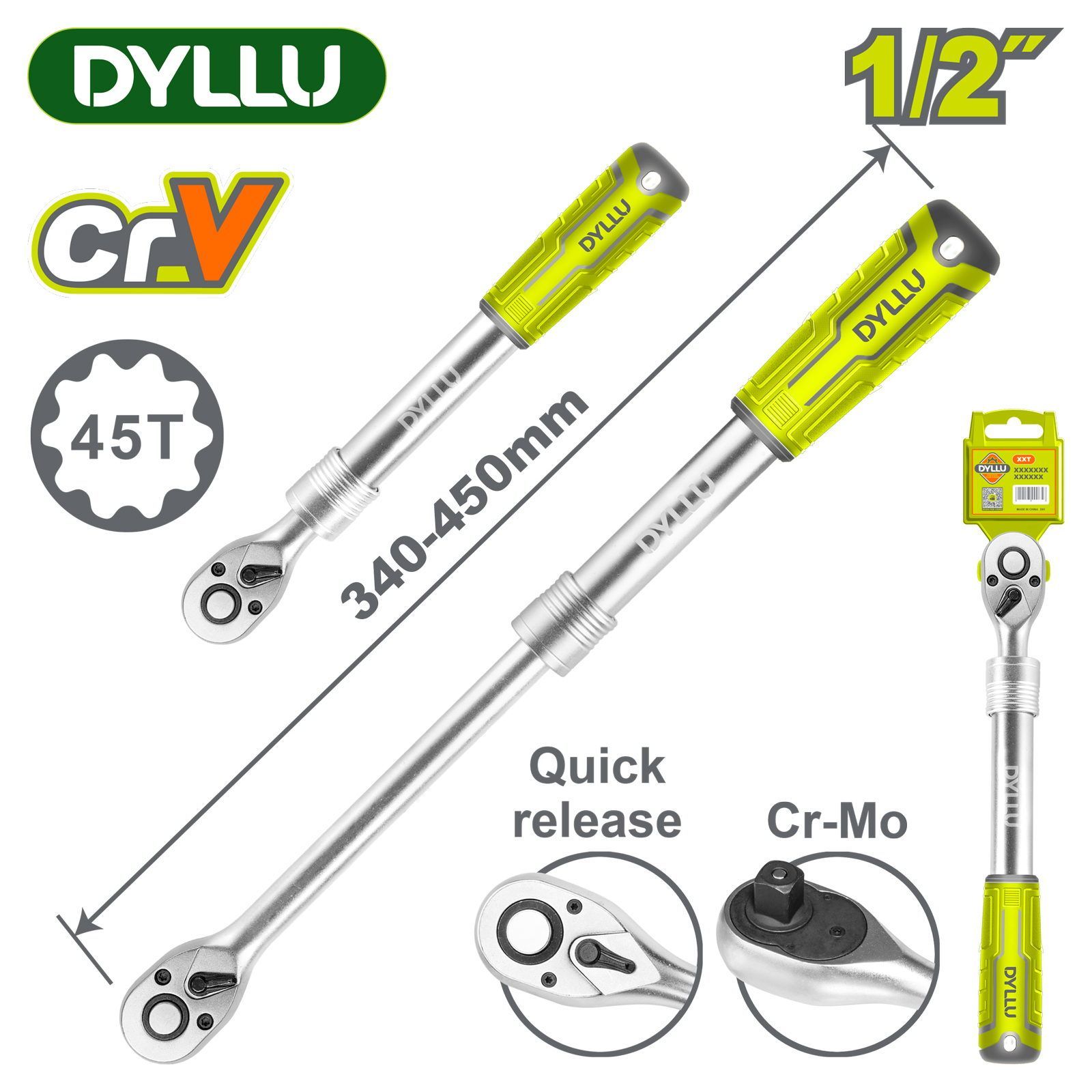 Ключ-трещотка телескопический 1/2 "  DYLLU DTRW5212