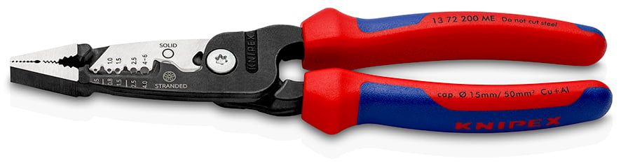 Клещи электромонтажные, 6-в-1, L-200 мм, чёрные, 2-комп. рукоятки  KNIPEX 1372200ME