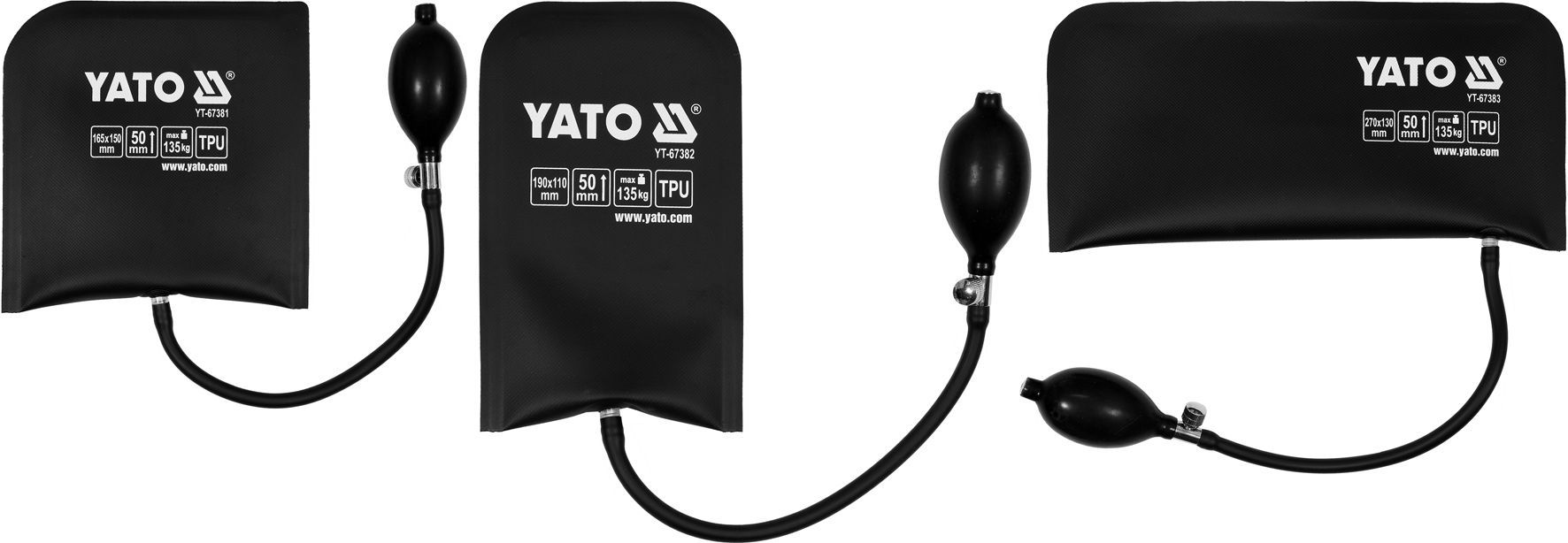 Подушки резиновые монтажные h50мм max 135кг. (набор 3шт.)  YATO YT-67385