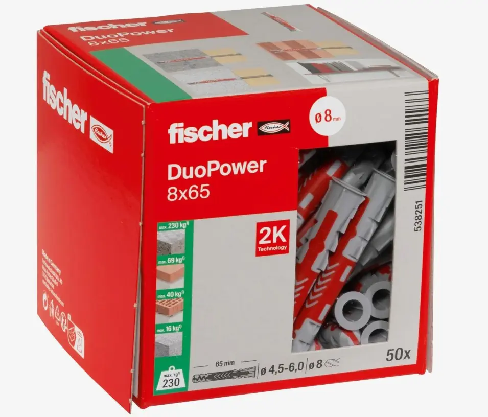Универсальный дюбель DUOPOWER 8х65 (упак. 50шт) Fischer  538241K
