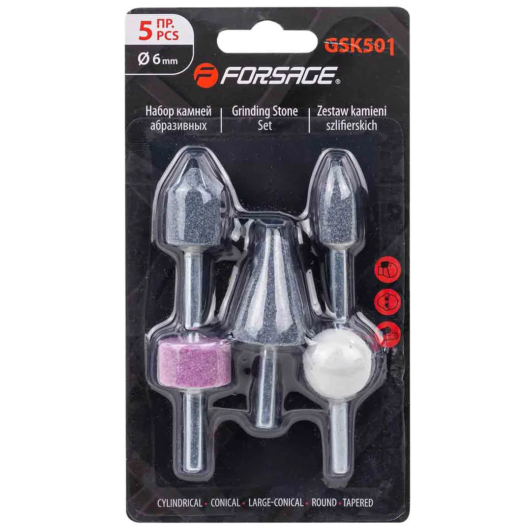 Набор камней абарзивных, 5пр.(хвостовик 6мм) Forsage F-GSK501