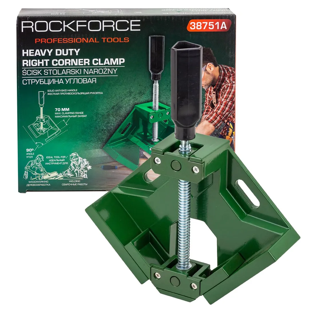 Струбцина винтовая угловая (1 зажим, max захват-70 мм.)  Rock FORCE RF-38751A