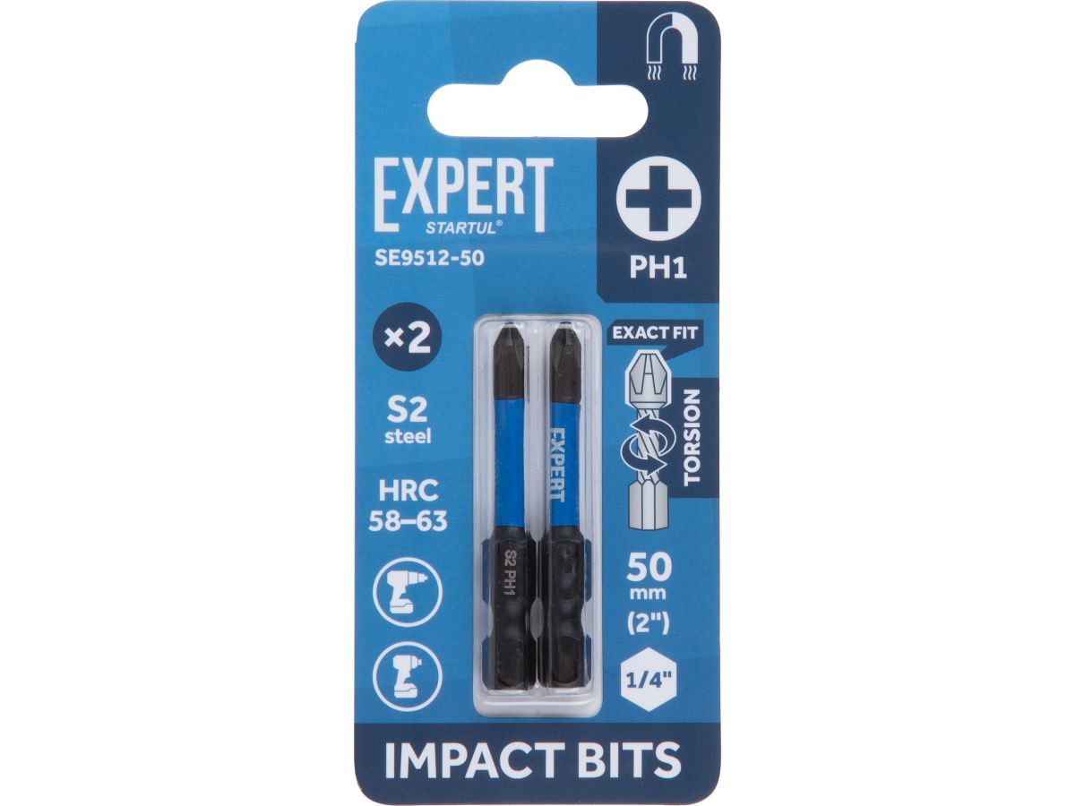 Насадка ударная PH1 50мм 2шт EXPERT (SE9512-50) (торсионная бита Impact) STARTUL SE9512-50