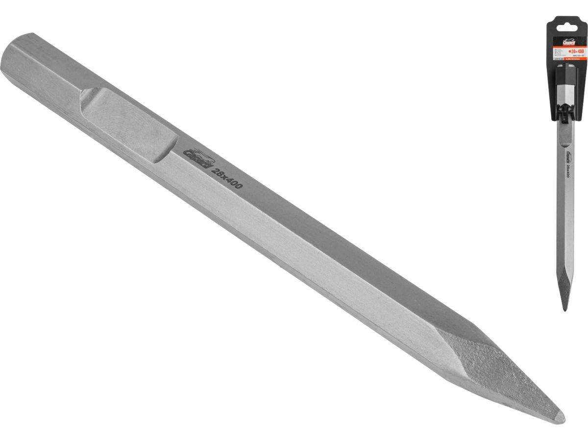 Пиковое зубило шестигр. 28мм 400мм  (НЕХ)  GEPARD GP0713-400