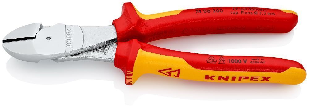 Бокорезы особой мощности VDE 1000V, L-200 мм, хром., 2-комп. рукоятки   ...KNIPEX 7406200