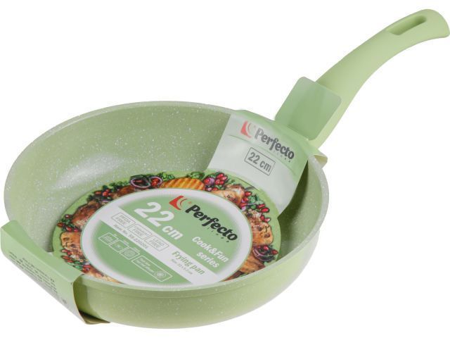 Сковорода ф 22х5.3 см, алюм., антиприг. покр., серия Cook&Fun, зеленая,  ...PERFECTO LINEA 55-220201