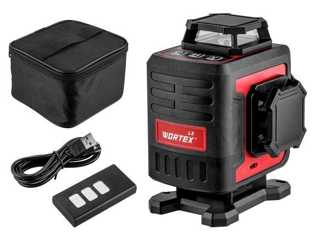 Нивелир лазерный линейный LX LL 0340-2 (4х360°, до 25 м, +/- 0.3 мм/м, зеленый) WORTEX 1323751