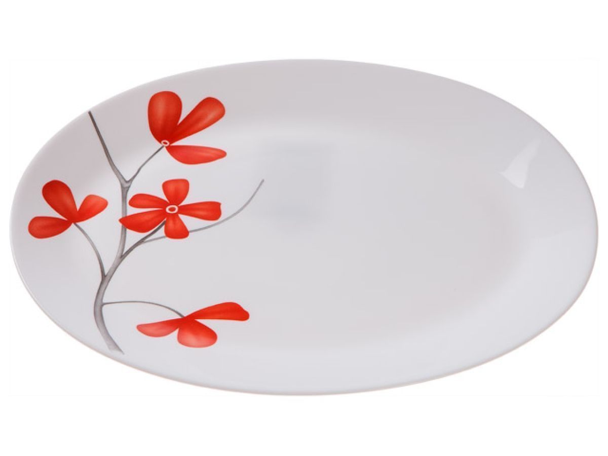 Блюдо стеклокерамическое, 320 мм, овальное, серия Цветок вишни, (Collection Ivory) DIVA LA OPALA 13-132025