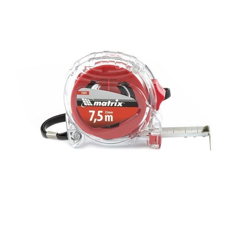 Рулетка Crystal, 7.5 м х 25 мм, корпус из поликарбоната Matrix 31074
