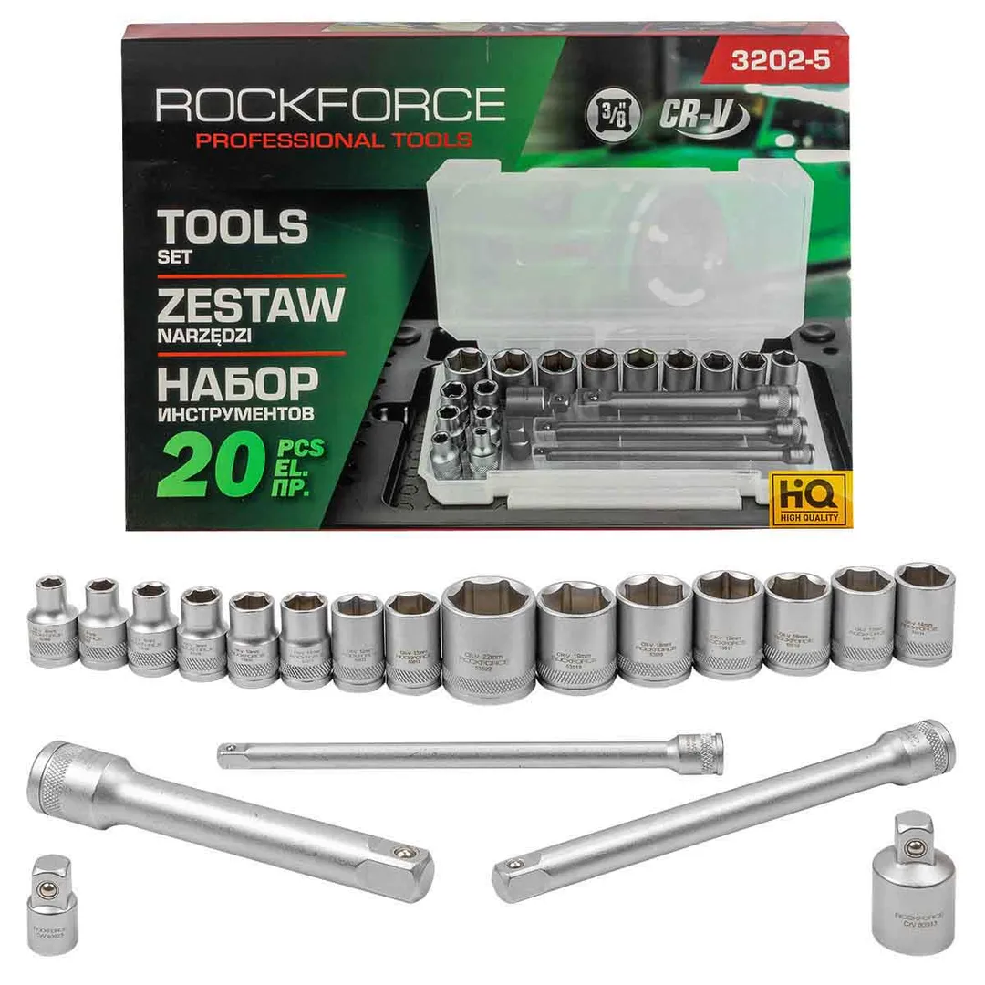 Набор инструментов 3/8' (20 пр.) 6-22мм RockFORCE RF-3202-5