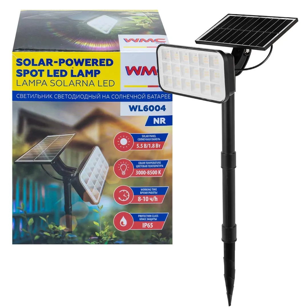 Светильник светодиодный на солнечной батарее (1800мАч, 72 светодиода SMD) WMC TOOLS WMC-WL6004