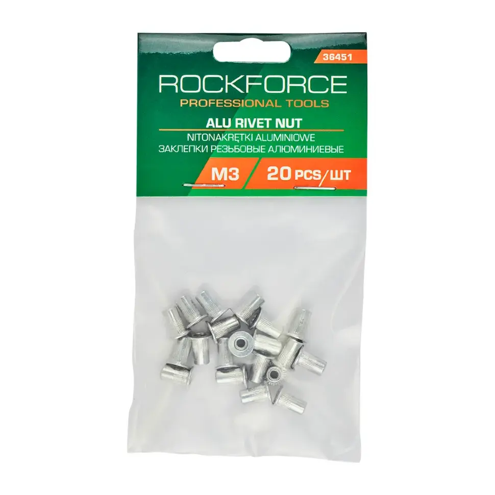 Заклепки резьбовые алюминиевые М3 (20шт./к-т) RockFORCE RF-36451