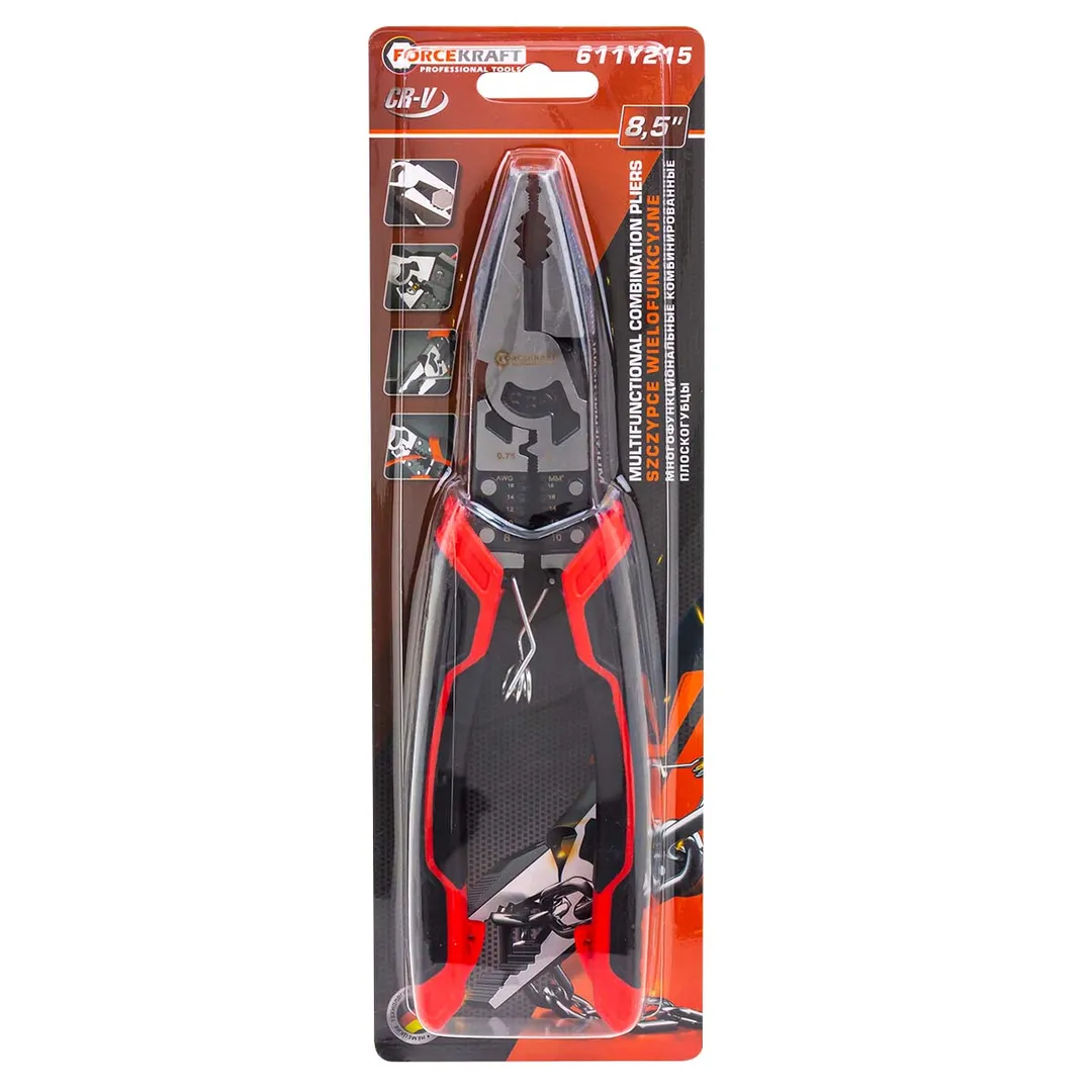 Плоскогубцы многофункциональные 8,5"  FORCEKRAFT FK-611Y215