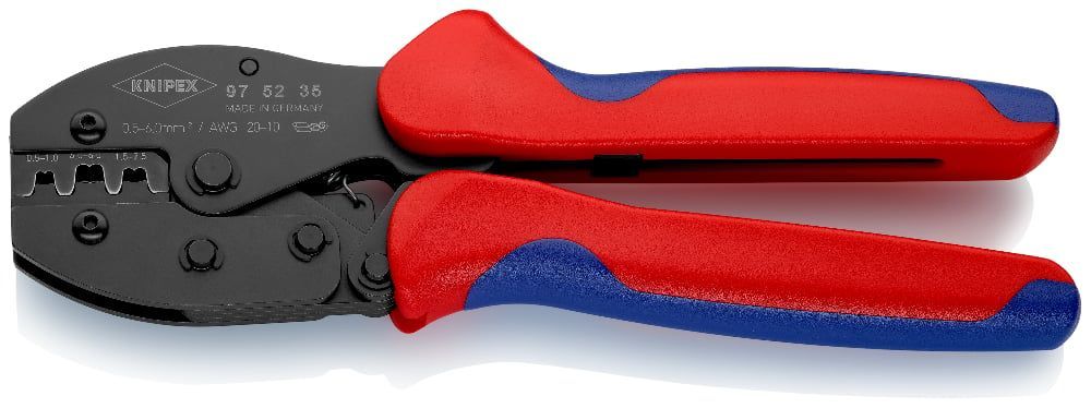 Пресс-клещи PreciForce®,  кол-во гнёзд: 3, 0.5 - 6.0 мм (20 -10 AWG), L-220 мм, чёрные, 2-комп. руко...KNIPEX 975235