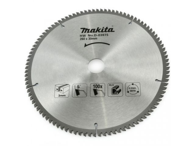 Диск пильный 260х30 мм 100 зуб. по алюминию ( твердоспл. зуб)  ...MAKITA D-03975