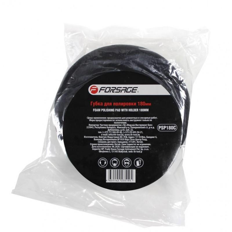 Губка для полировки на диске 180mm (М14) (цвет черный)  Forsage F-PSP180C