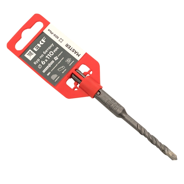 Бур по бетону SDS-plus 6х110 мм (2 резца) Master  EKF db-6-110-2x4