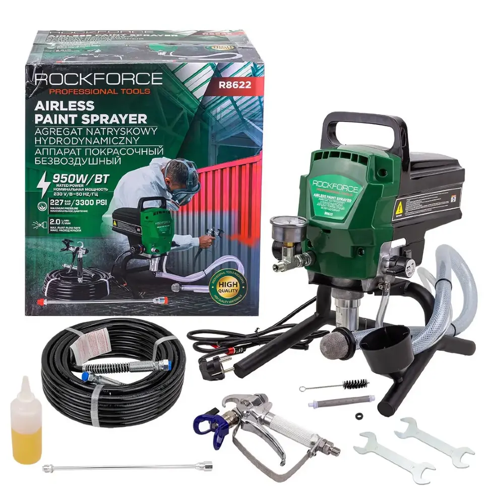 Аппарат покрасочный безвоздушный (230В, 950Вт, макс.расход краски 2л/мин) RockFORCE RF-R8622