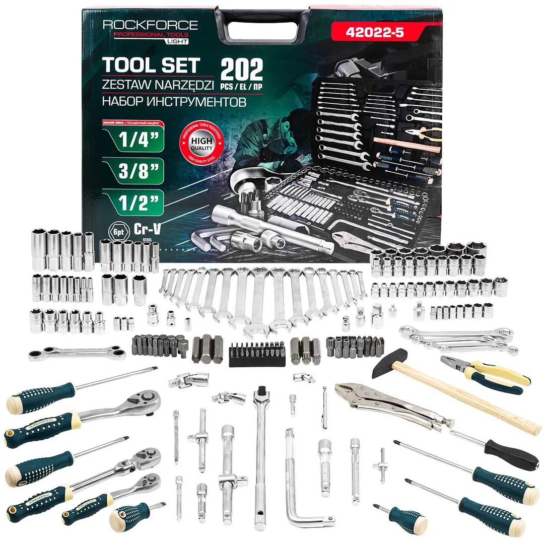Набор инструментов 202пр. 1/4", 3/8", 1/2" (6гр.) RockFORCE LIGHT ...Rock FORCE LIGHT RF LIGHT-42022-5