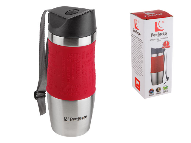 Термокружка с ремешком, 380 мл, нержавеющая сталь  PERFECTO LINEA 27-124800