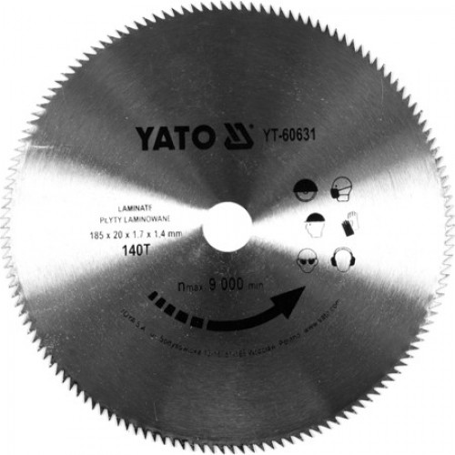 Диск пильный по ламинату 185/20 140T  YATO YT-60631
