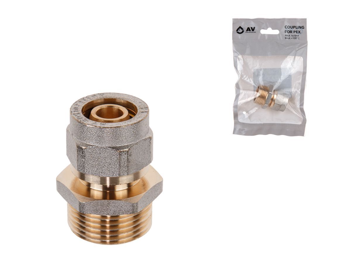 Ниппель 16(2.0) х 3/4" нар. для труб PEX  AV Engineering AVE309014