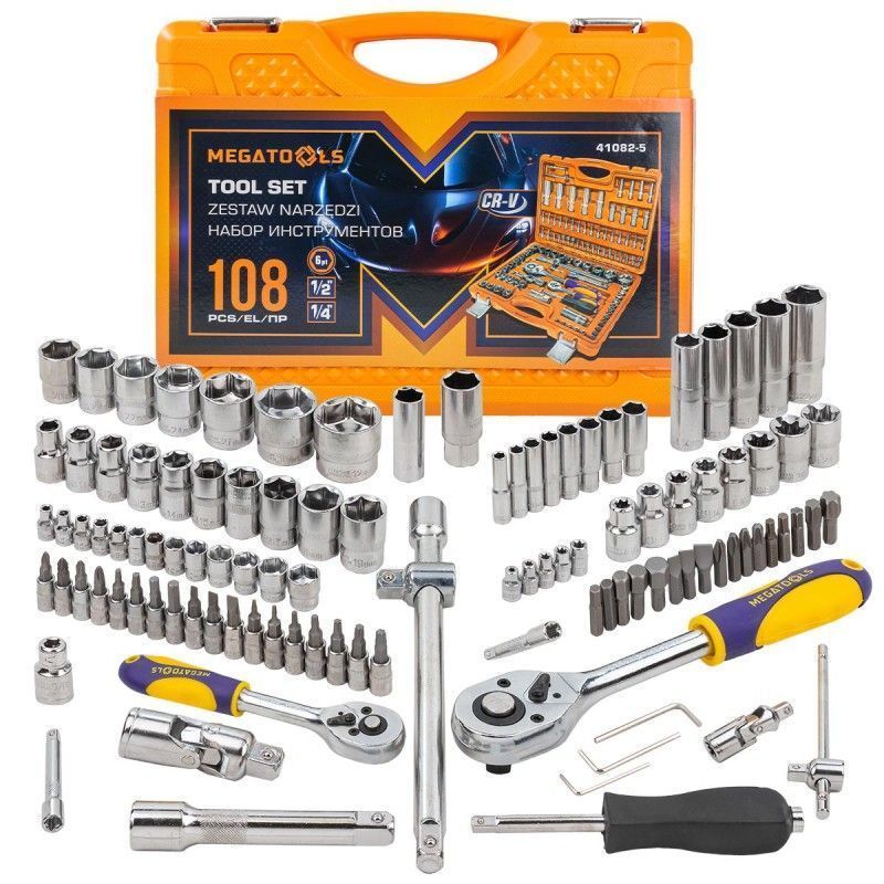 Набор инструментов 108пр, 1/4", 1/2" ( 6гр.) MEGATOOLS MT-41082-5
