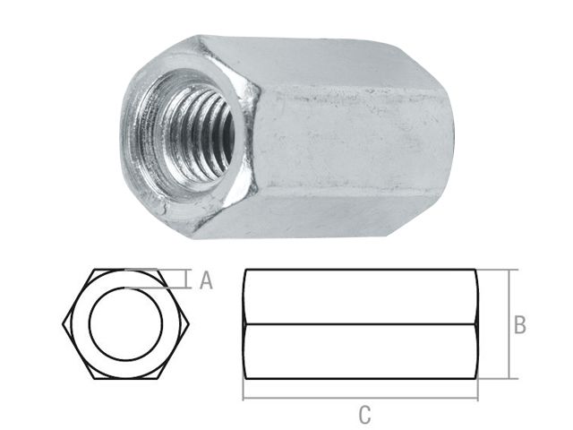 Гайка М14 (2х22х40 mm) удлиняющая, цинк, класс прочности 5.8 (2 шт)  ...STARFIX SMZ1-86967-2