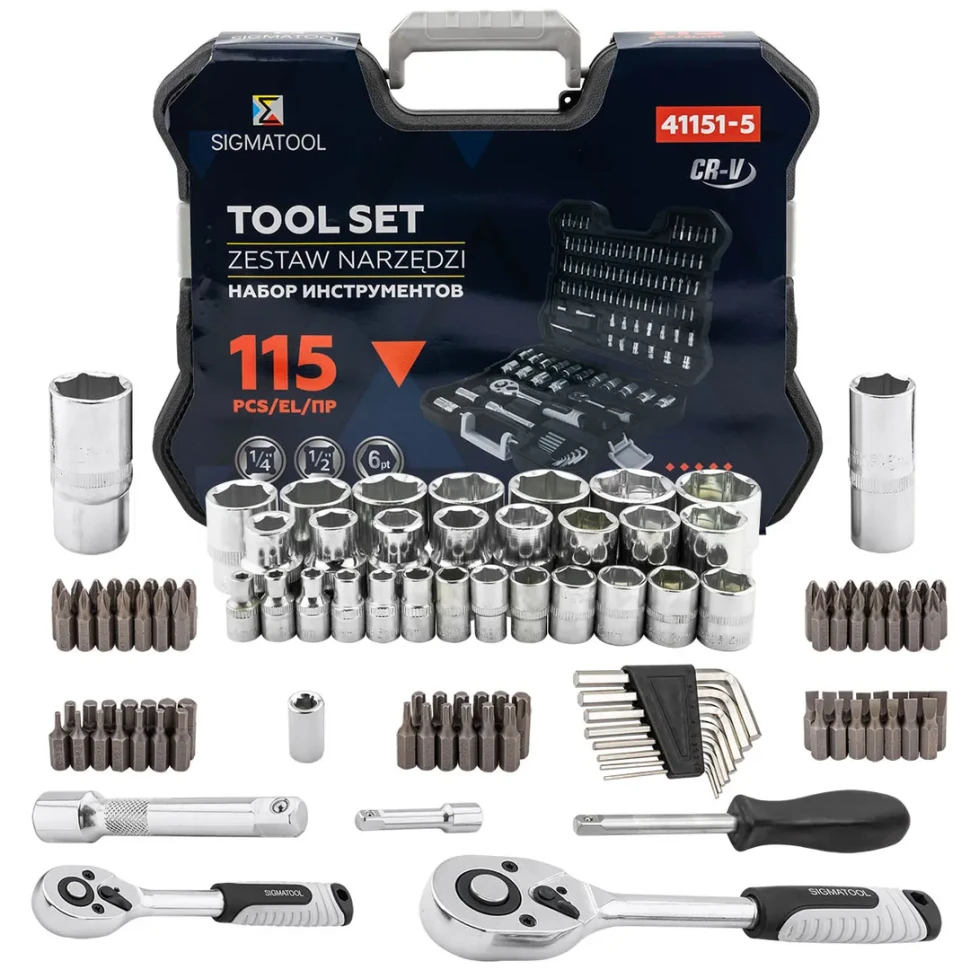 Набор инструментов 115пр. 1/4", 1/2" (6гр.)  SIGMATOOL Sigmatool-41151-5