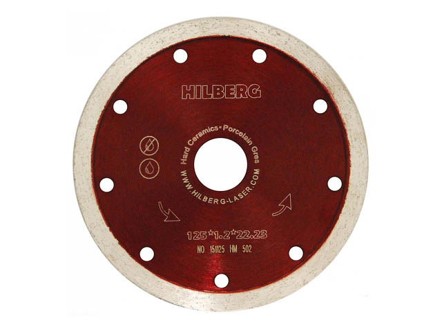 Алмазный круг 125х22.23 mm по керамике сплошн.ультратонкий (1.2 mm)  ...HILBERG HM502