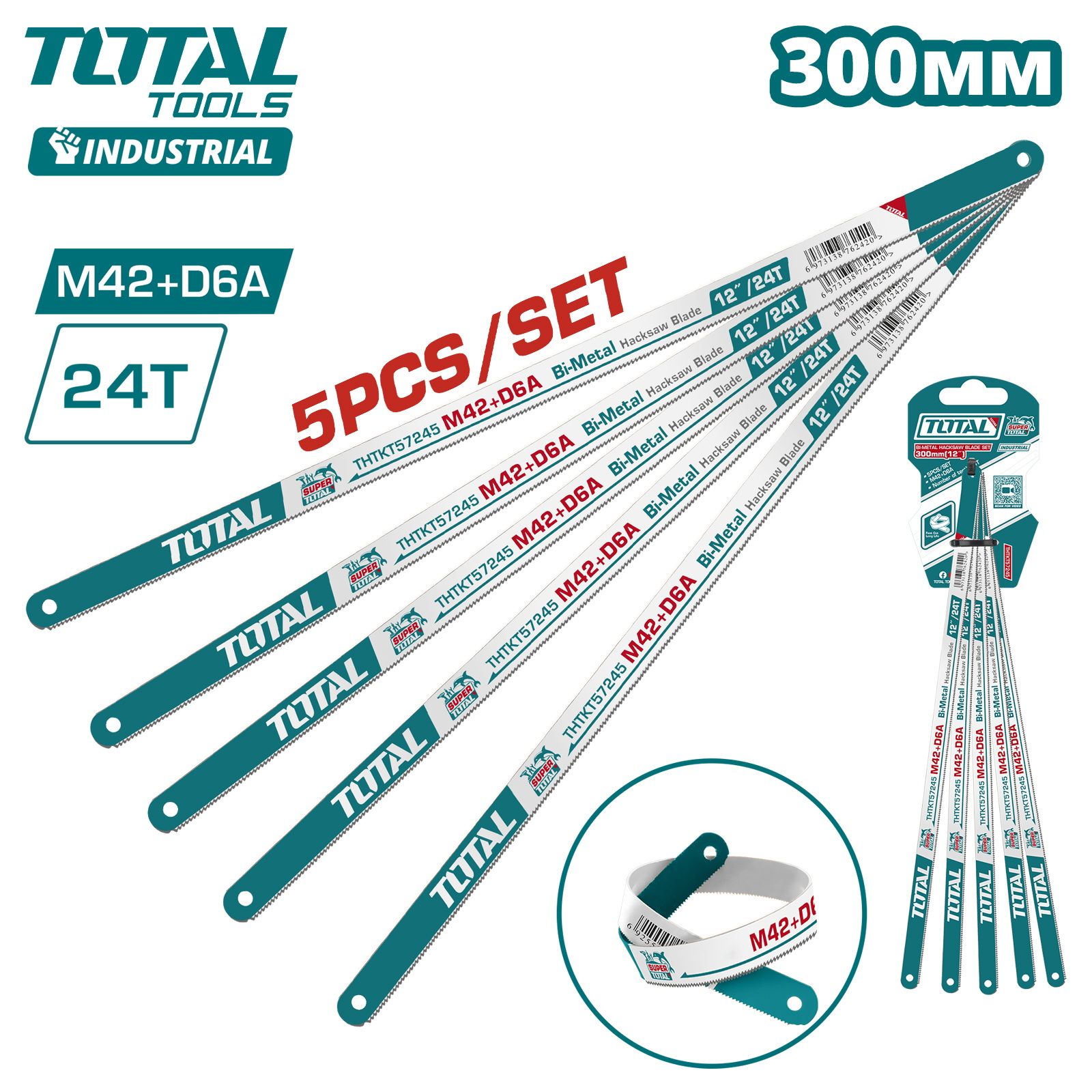 Полотно ножовочное биметаллическое 300 мм   (5 шт)TOTAL THTKT57245
