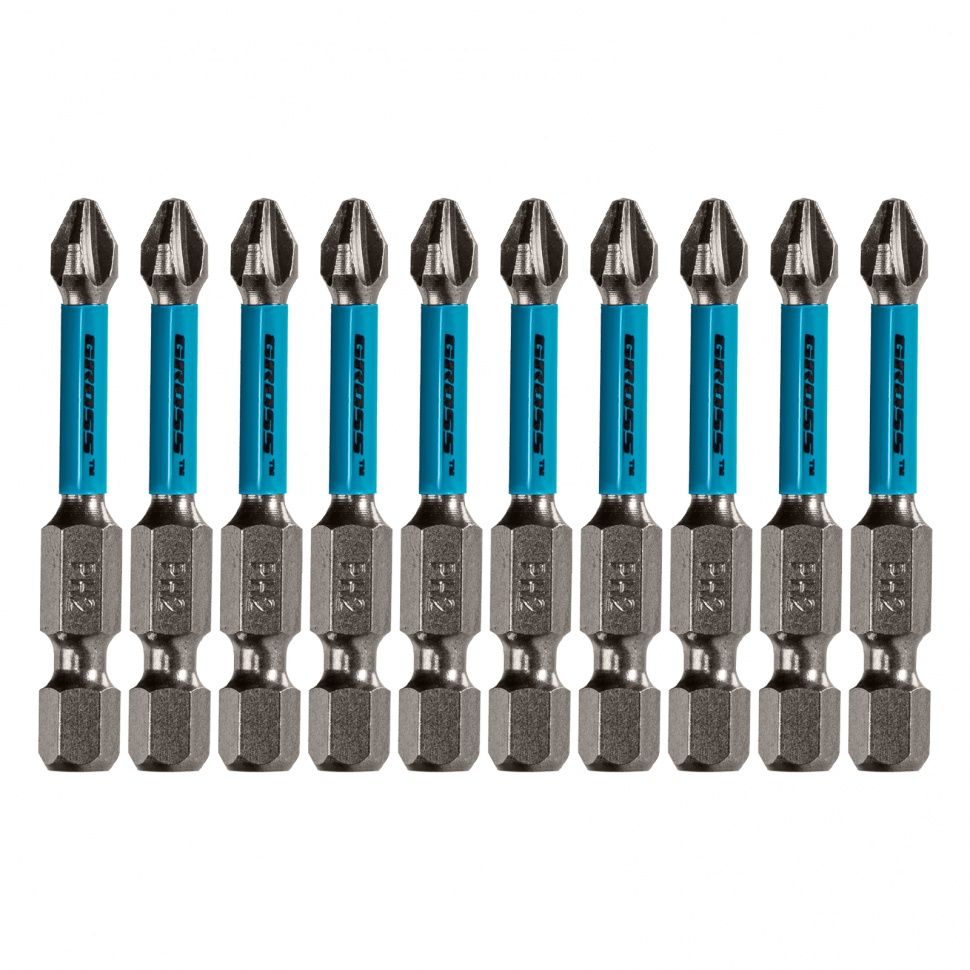 Набор бит торсионных PH2x50 mm, для ударных шуруповертов, 10 шт. Gross 11493