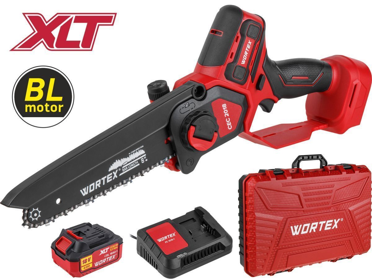 Аккум. мини-пила CEC 2018 в чем. ALL1 XLT SET БЕСЩЕТ., 18 В, 1АКБ 4,0 А/ч,   шина 20 см (8"), 1/4", 1.3 мм,  WORTEX 2329052