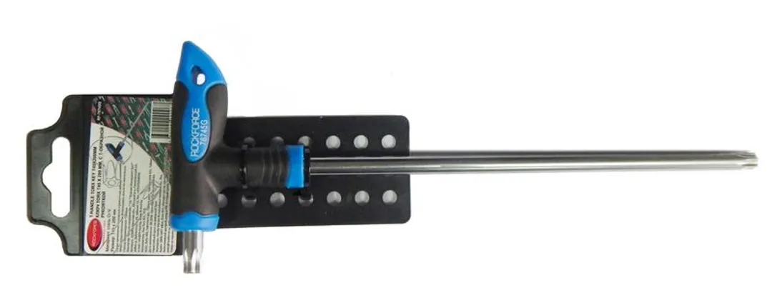 Ключ Т-образный TORX с прорезиненной рукояткой T20х100мм, на пластиковом держателе RockFORCE ...Rock FORCE RF-76720G