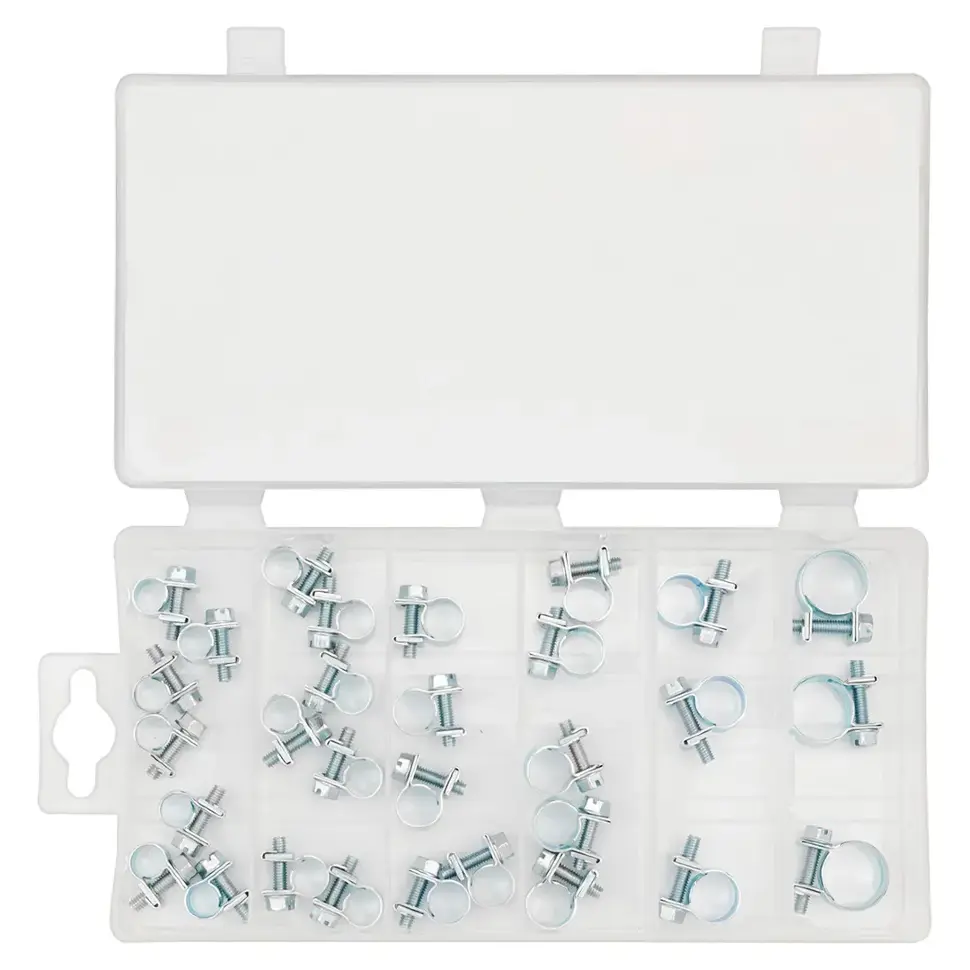 Хомуты зажимные червячные металлические, набор 30пр. RockFORCE RF-06783