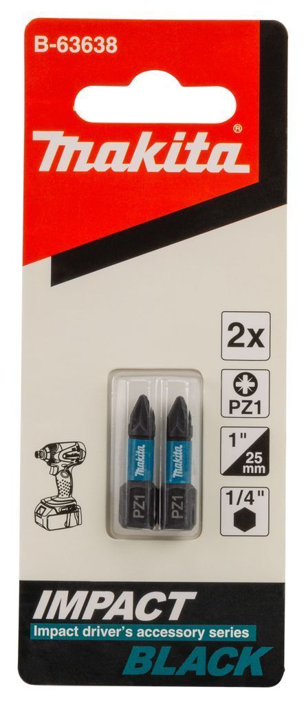 Бита ударная PZ1 25 мм Impact Black (2 шт) MAKITA B-63638